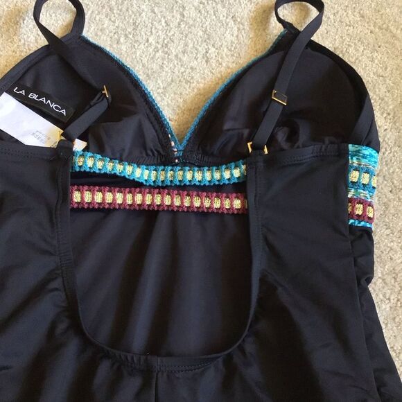 NWOT La Blanca Running Stitch One Piece Swimsuit - Picture 6 of 8